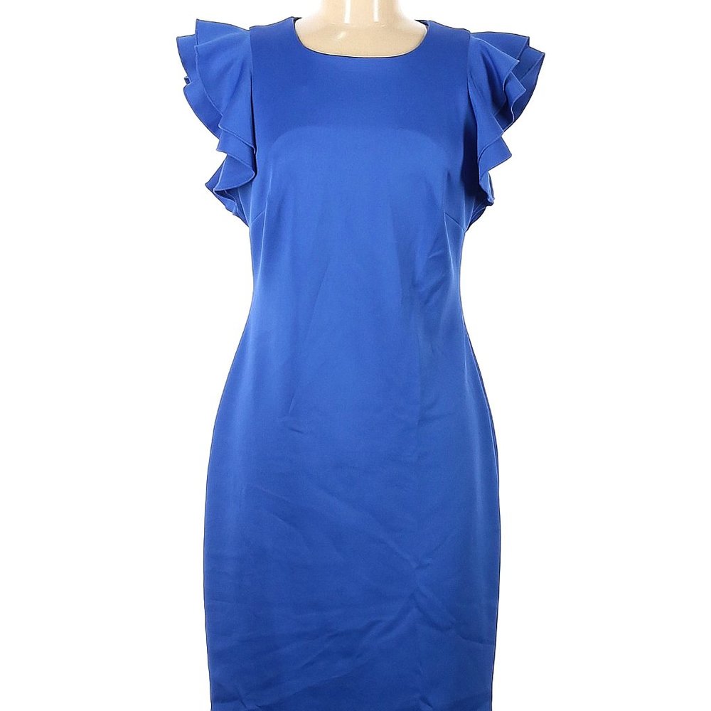 Size 8 Blue Tommy Hilfiger Dress with Ruffle Sleeves